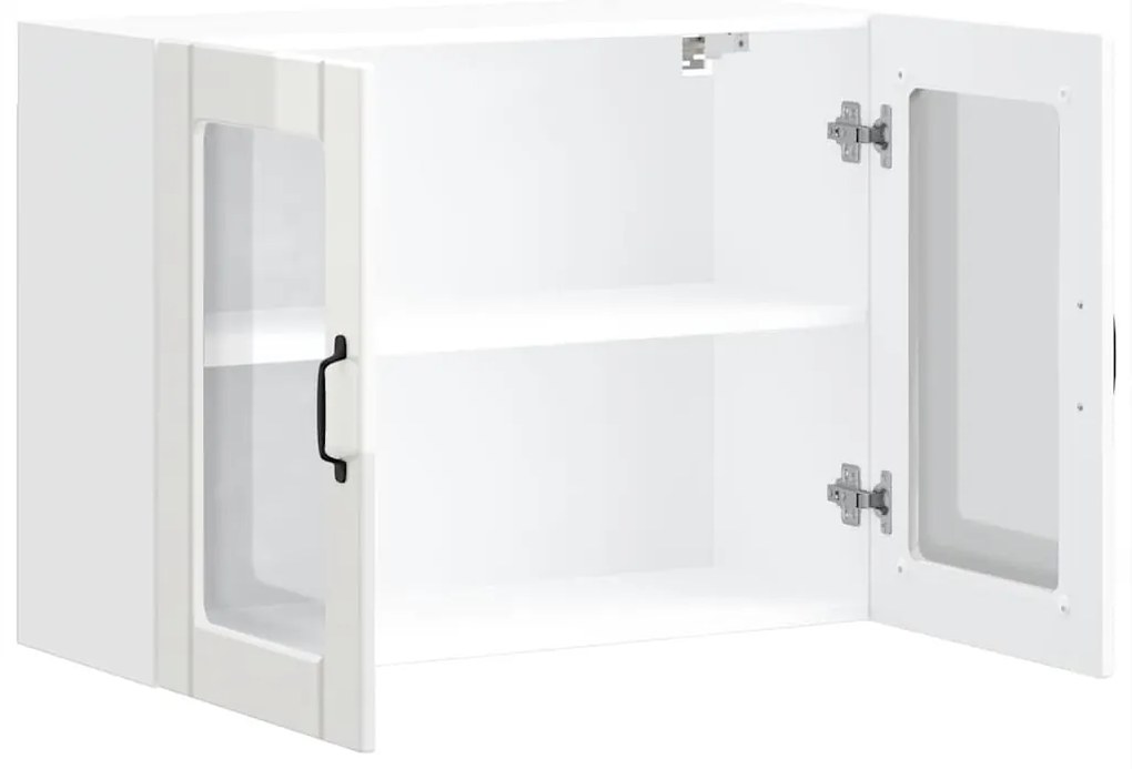 Armário parede de cozinha porta vidro Lucca branco brilhante