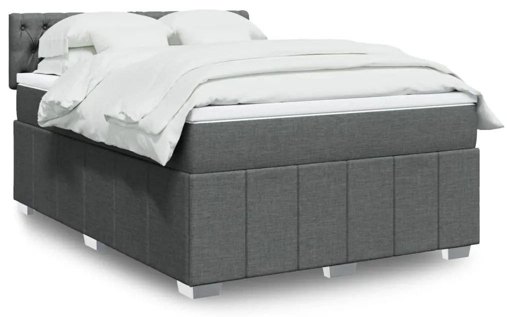 vidaXL Cama com molas/colchão 140x190 cm tecido cinzento-escuro