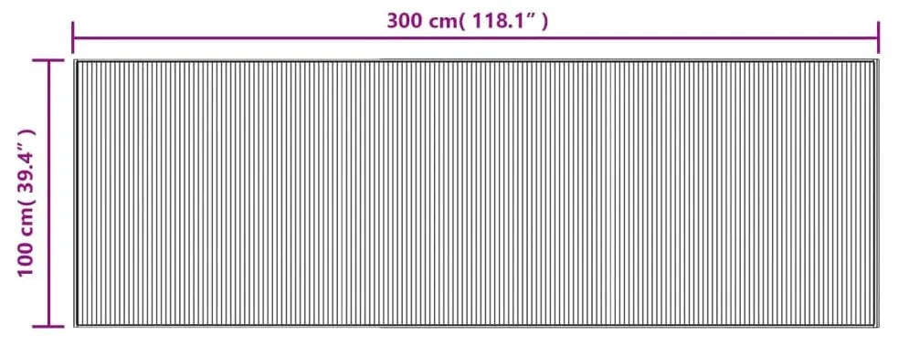 Tapete retangular 100x300 cm bambu preto