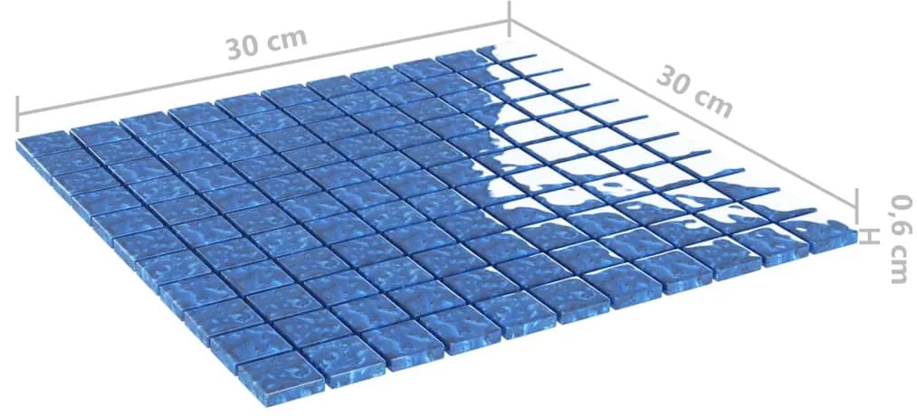 Ladrilhos de mosaico 11 pcs 30x30 cm vidro azul
