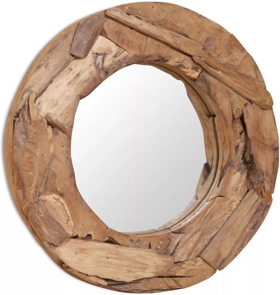 Espelho decorativo em teca 60 cm redondo