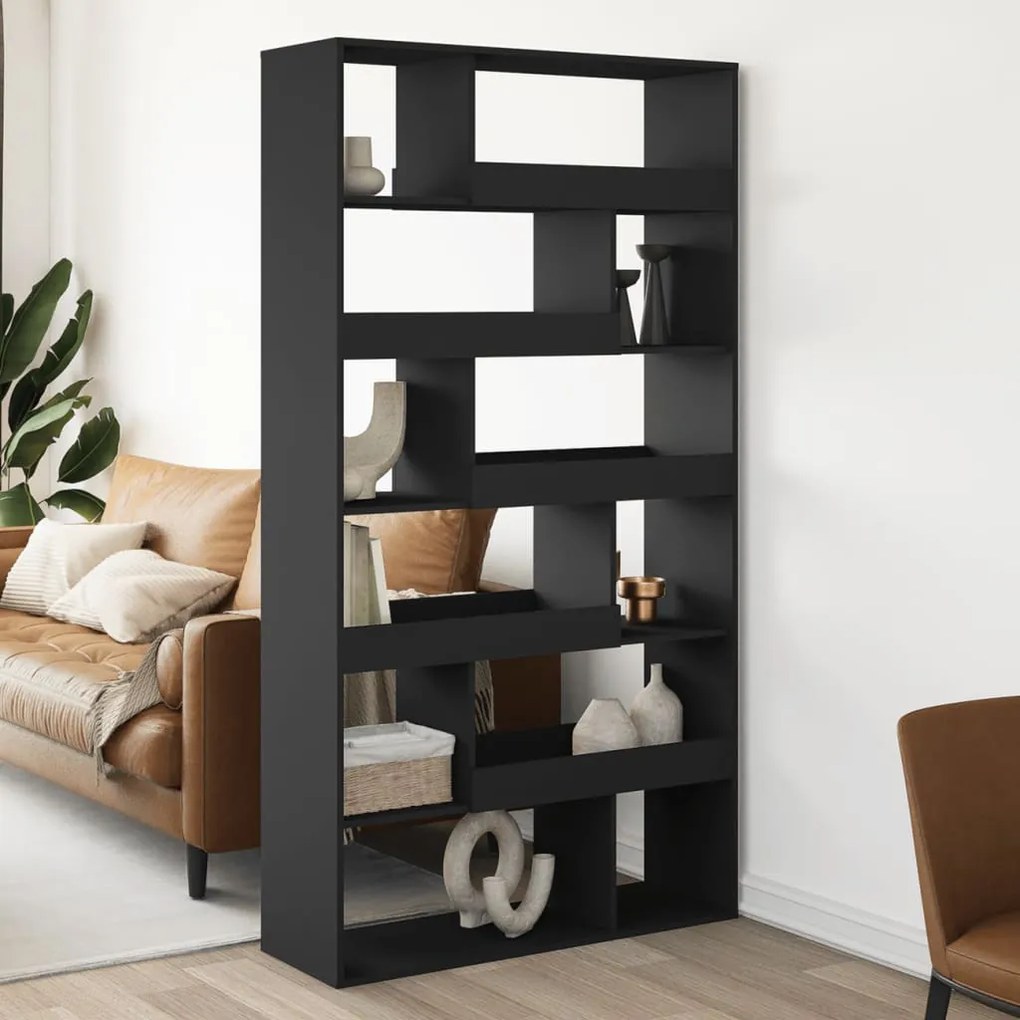 vidaXL Divisória 100x33x187,5 cm derivados de madeira preto