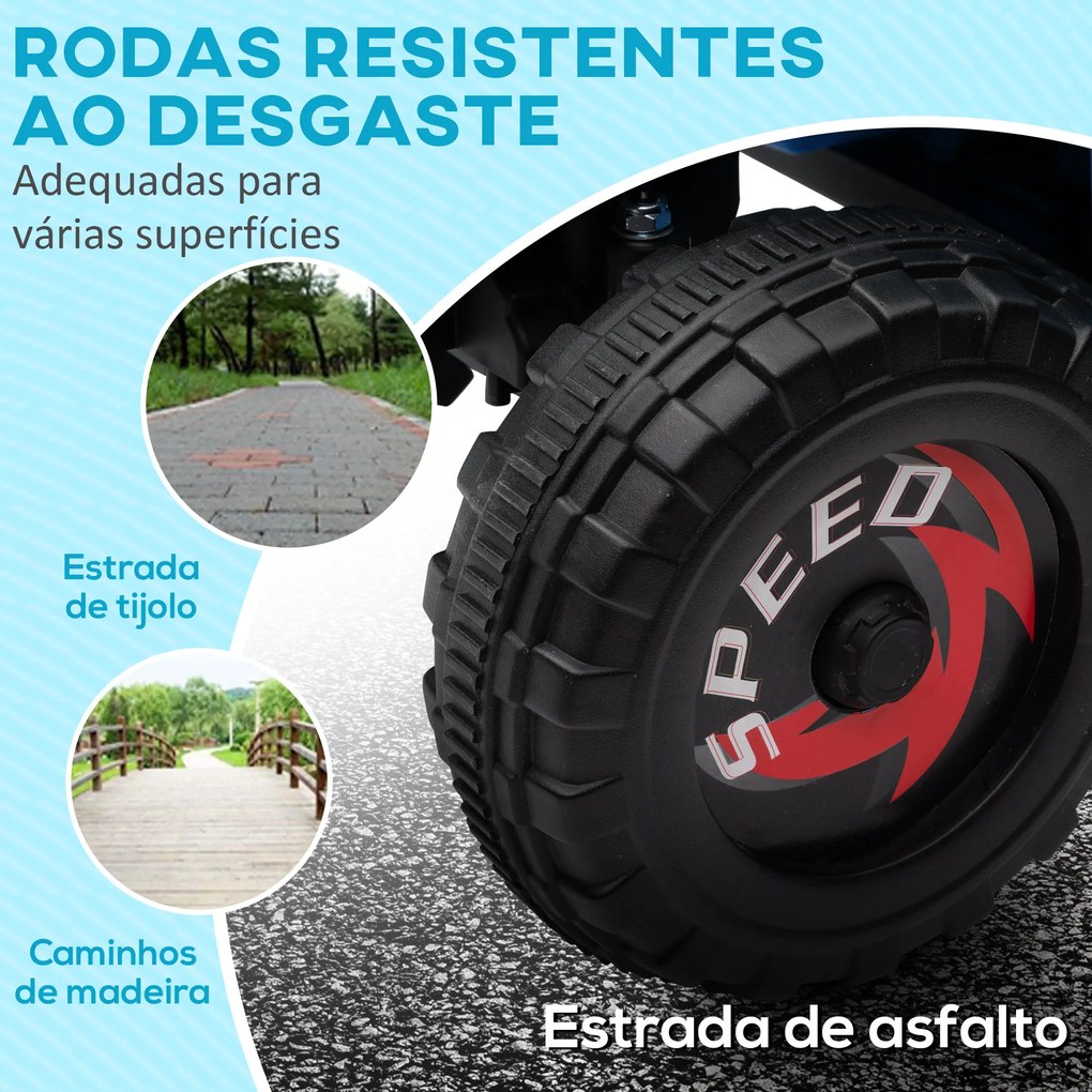 Moto 4 Elétrico para Crianças Veículo Elétrico a Bateria de 6V com Velocidade de 2,5 km/h 70x41,5x48,5 cm Azul