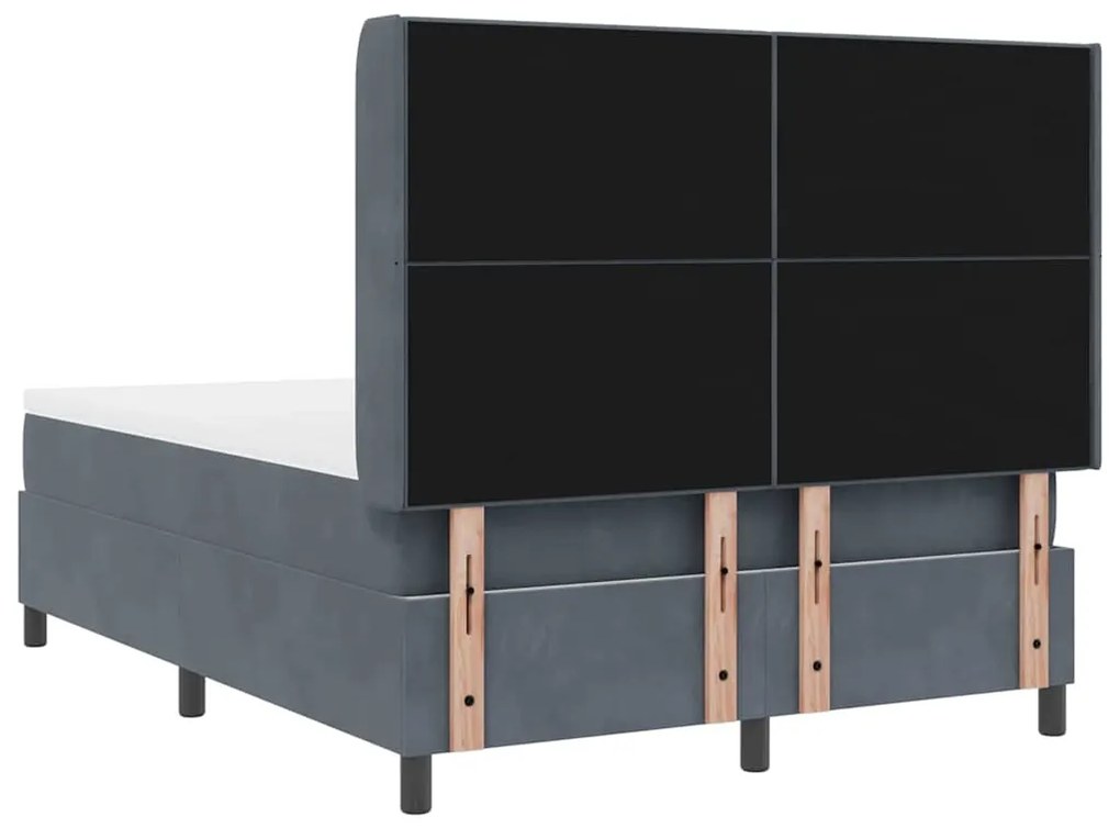 Cama Box com Colchão vidaXL Cinza Escuro 160x200 cm Veludo