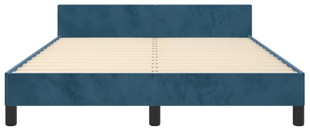 Estrutura de cama sem colchão 140x200 cm veludo azul-escuro