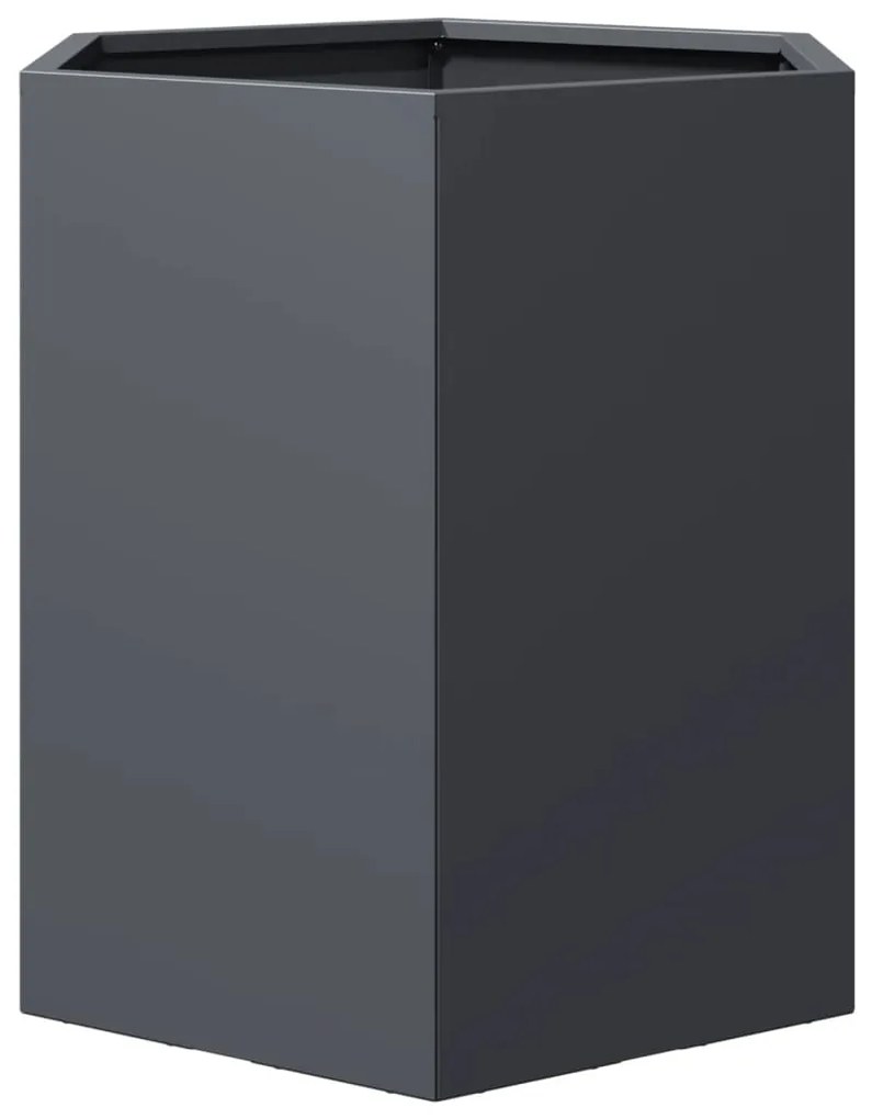 Vasos floreiras jardim 2 pcs hexagonal 46x40x45cm aço antracite
