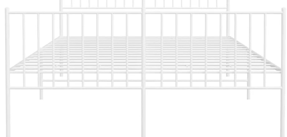 Estrutura de cama com cabeceira e pés 140x190 cm metal branco
