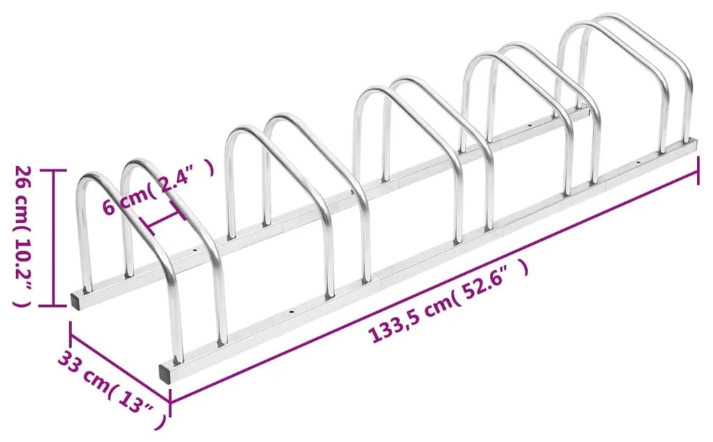 Suporte para 5 bicicletas aço galvanizado