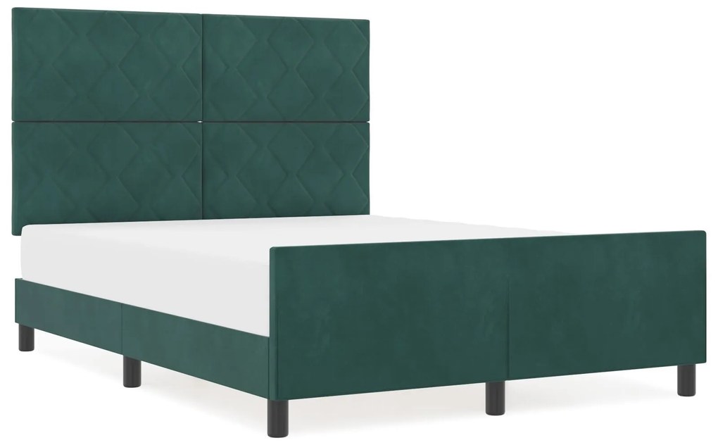 Estrutura de Cama vidaXL Verde Escuro 140x200 cm Veludo