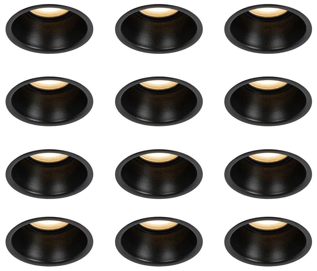 Conjunto de 12 Focos Embutidos Pretos GU10 50mm IP44 - Dept Moderno