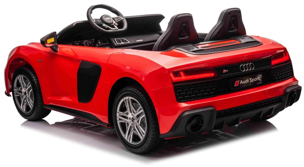 Carro elétrico para crianças Audi R8 SPYDER Dois lugares 24V, leitor MP3 com USB/AUX e Bluetooth, bateria 24V/14Ah, 2 motores de 200W, rodas EVA com s