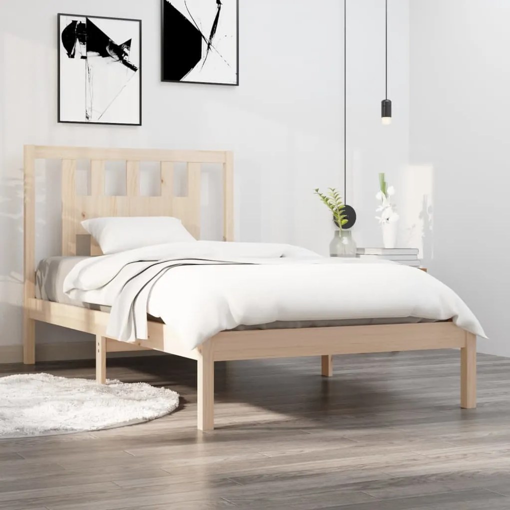 vidaXL Estrutura de cama 90 x 200 cm pinho maciço