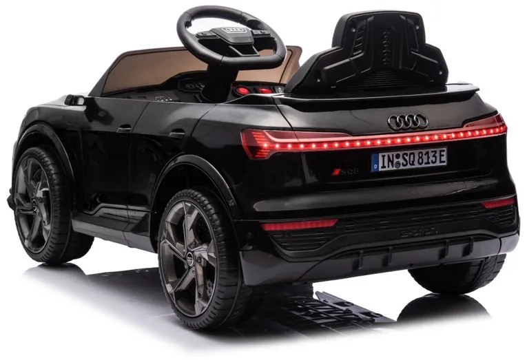 Carro elétrico para crianças Audi S Q8, 12V pneus de borracha EVA, banco em pele artificial Preto