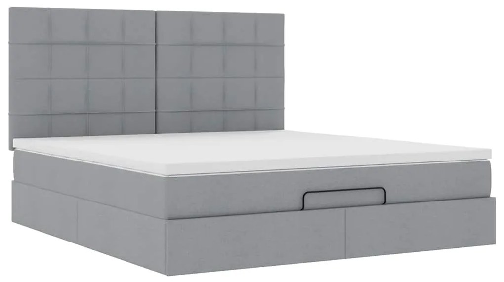 Estrutura cama otomana colchão 160x200 cm tecido cinzento claro