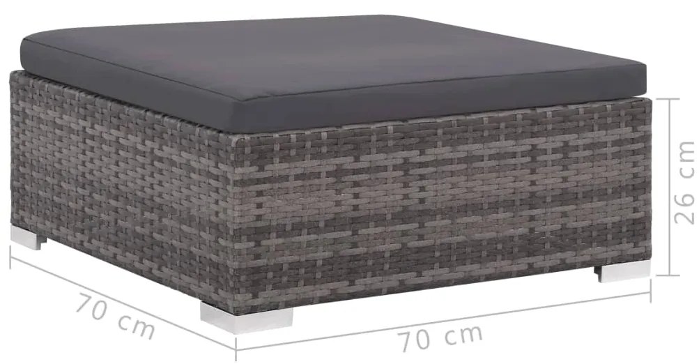 6 pcs conjunto lounge de jardim c/ almofadões vime PE cinzento