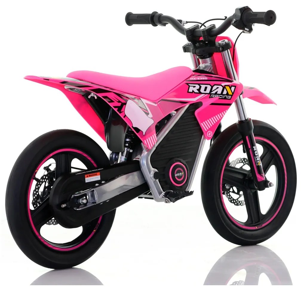 Mini moto elétrica para crianças Minicross 350W Roan MX E350 14/14" Supermotard Rosa