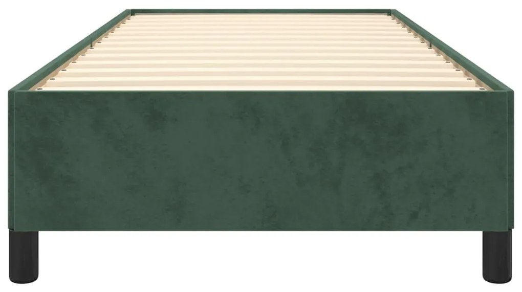 Estrutura de cama sem colchão 100x200 cm veludo verde-escuro