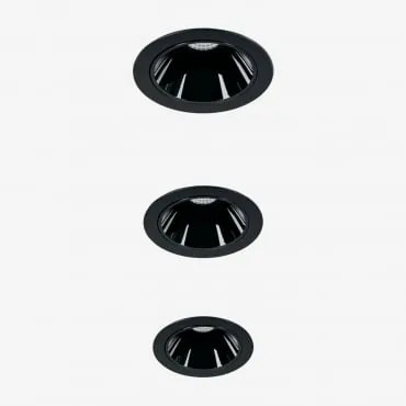 Pack De 3 Downlights Led Embutidos Com Molduras Redondas Ø8 Cm Em Alumínio Luisiana Preto & Branco 3000k & 23º & 11 W - Sklum