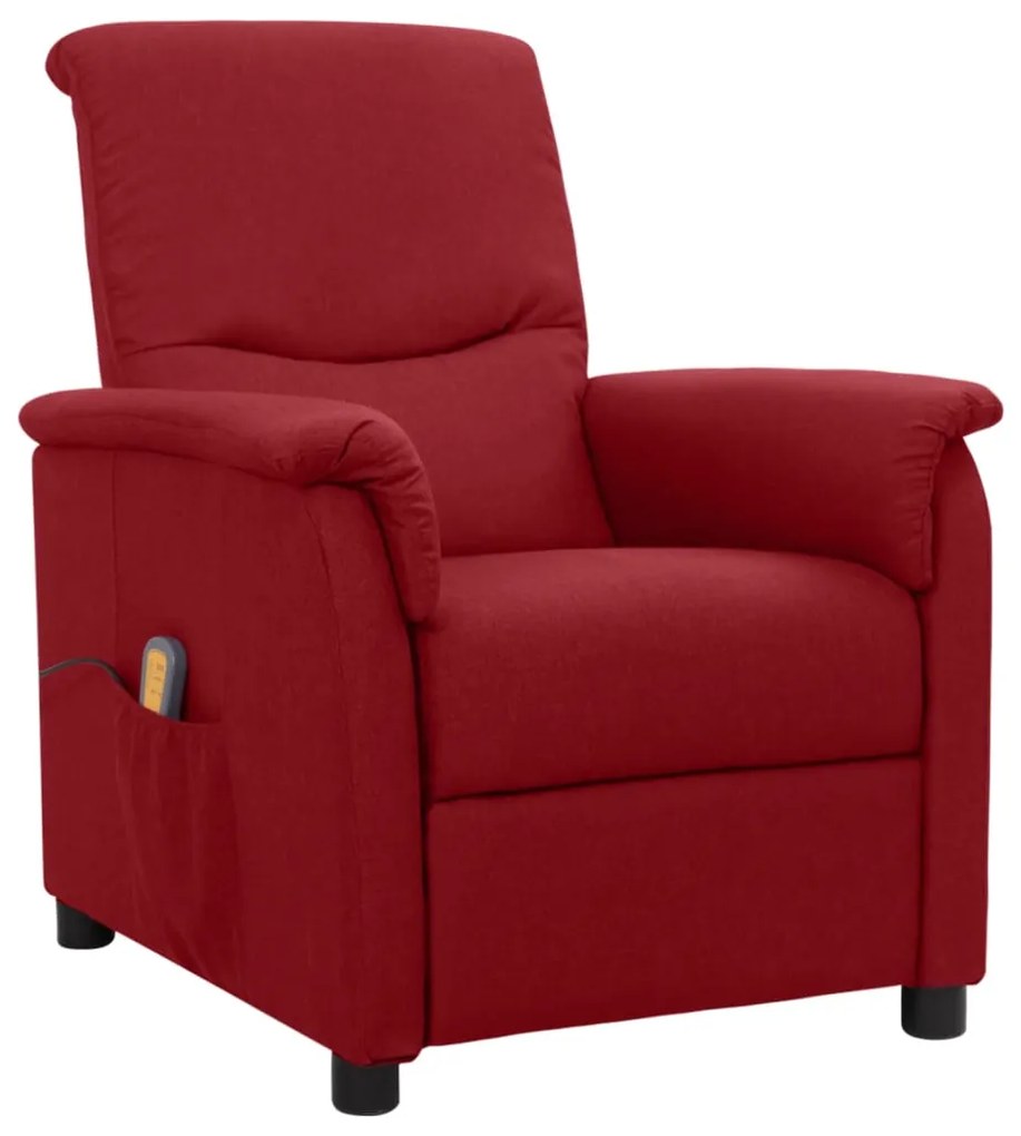 vidaXL Poltrona de massagens elétrica reclinável tecido vermelho tinto