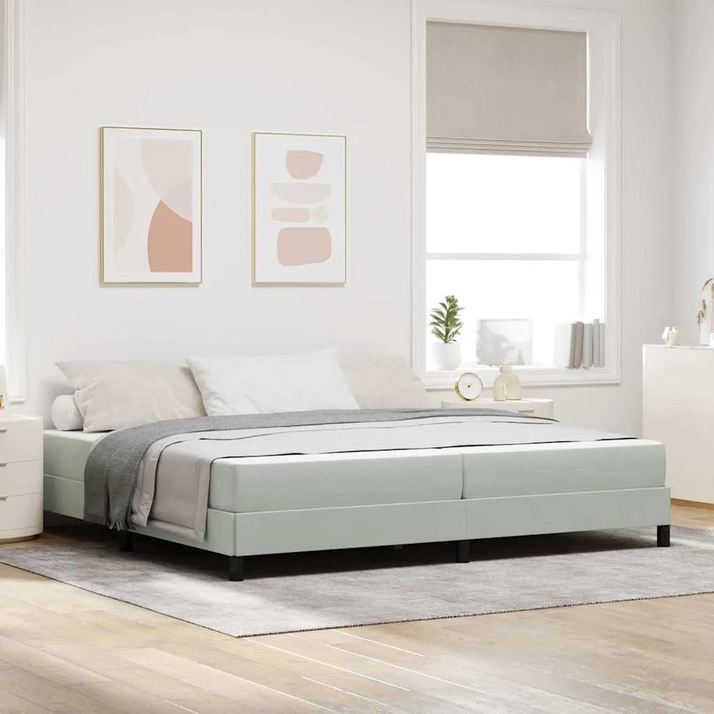 vidaXL Cama Box com colchão Cinzento-claro 200 x 200 cm tecido