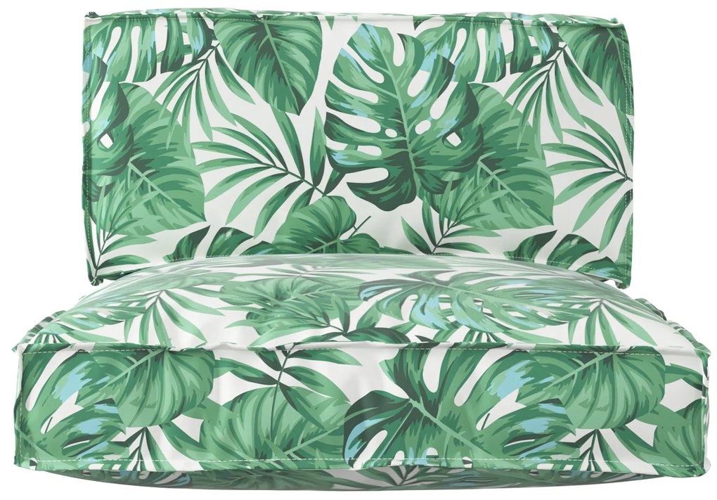 Conjunto de Almofadas para Paletes em 2 Peças com Padrão de Folhas em