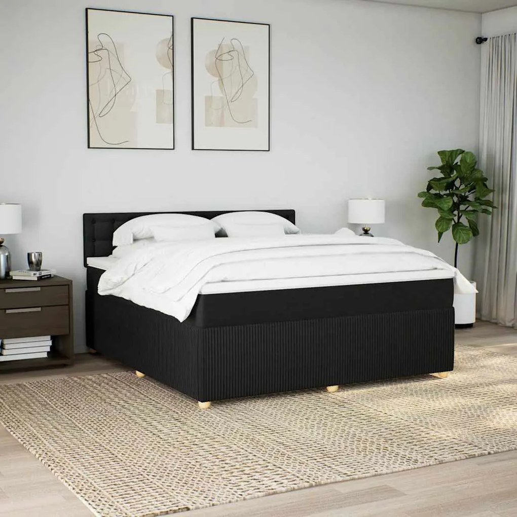 Cama com molas/colchão 180x200 cm tecido preto