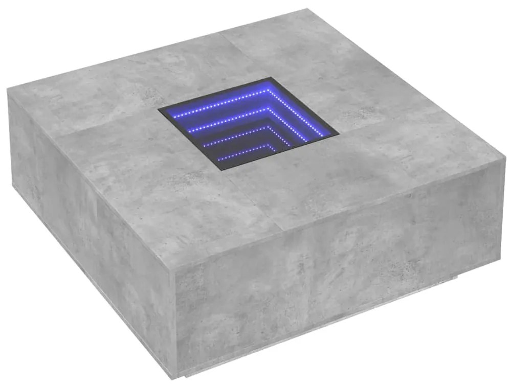 Mesa de centro luzes LED Infinity 100x100x40cm cinzento cimento