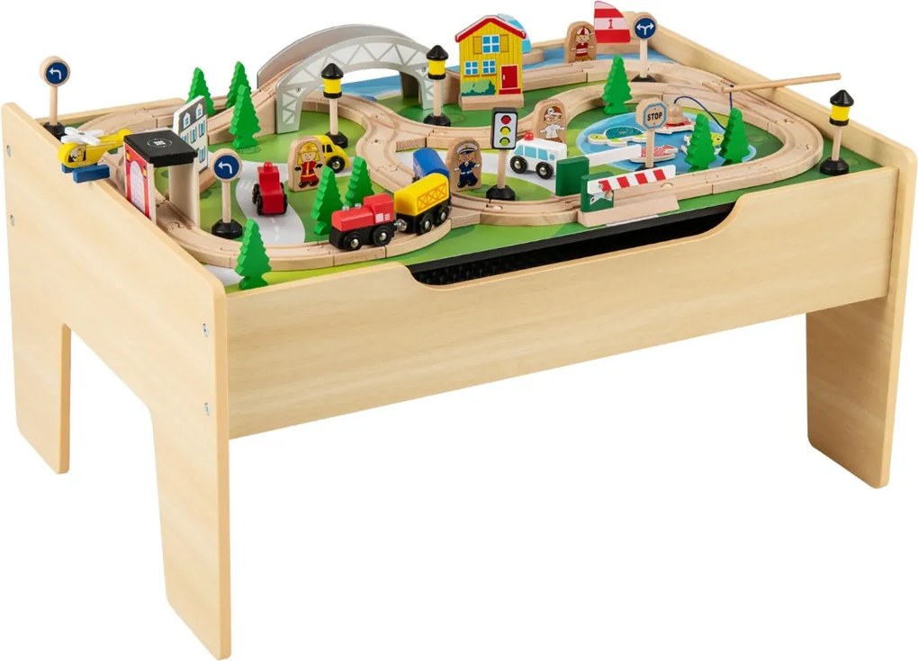 Mesa de atividades tudo em um para crianças com conjunto de comboio de 75 peças 79 x 57 x 39,5 cm