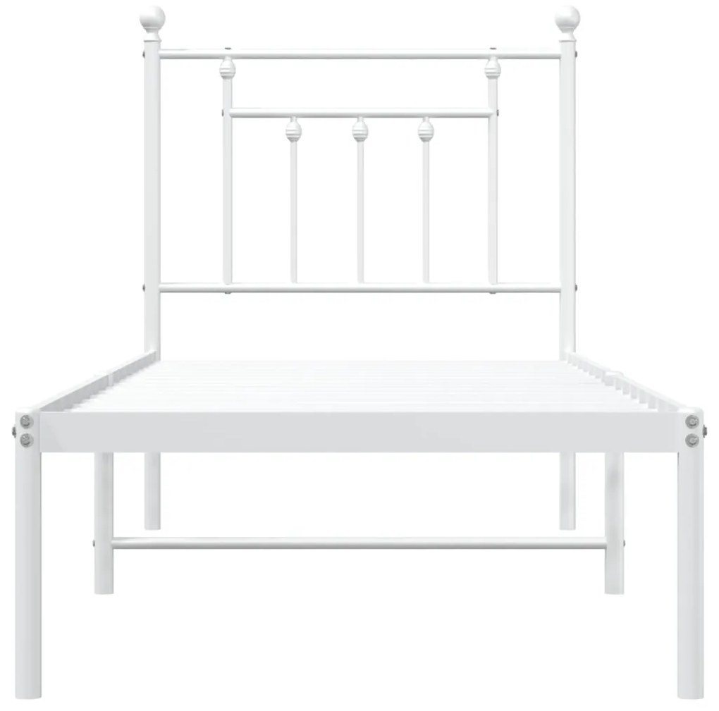 Estrutura de cama com cabeceira 75x190 cm metal branco