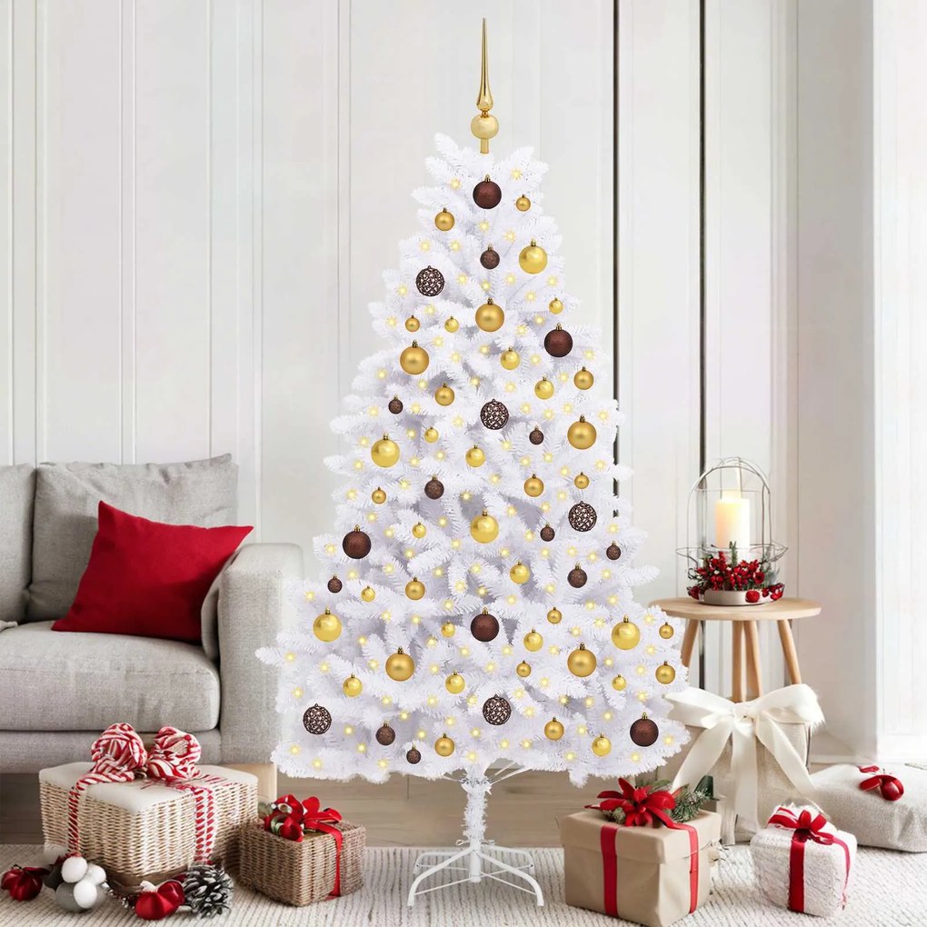 vidaXL Árvore de Natal Artificial Branco 90 x 90 x 180 cm PVC e Metal