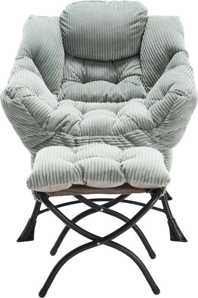 Poltrona lounge com pufe, apoios de braços e bolso lateral, revestimento em flanela, 69,9x64,0x95,0 cm, Verde claro| AOSOM Portugal