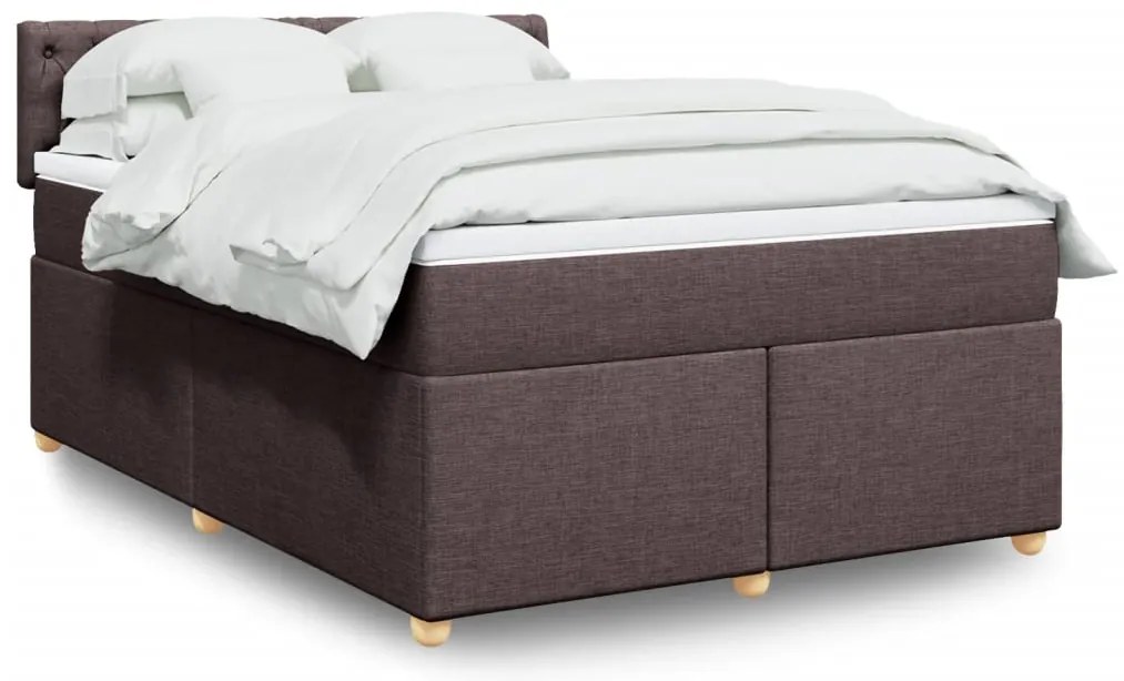 vidaXL Cama com molas/colchão 160x200 cm tecido castanho-escuro
