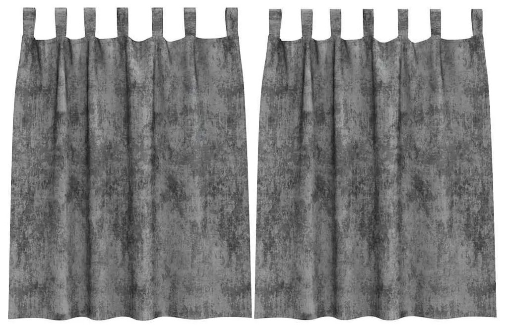 Cortinas de Veludo 2 peças com Ilhós Cinza 140x140 cm