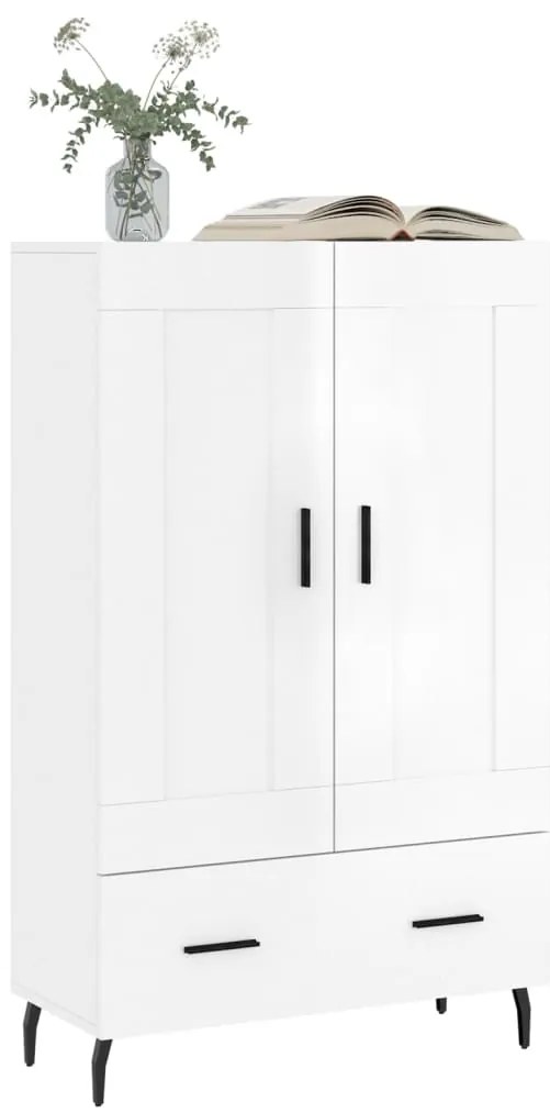 Aparador alto 69,5x31x115 cm derivados madeira branco brilhante