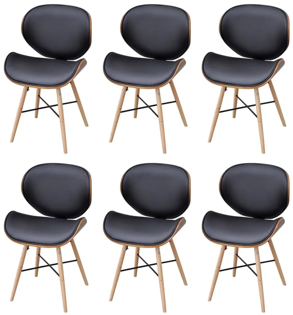 vidaXL Cadeiras de jantar 6 pcs madeira curvada e couro artificial