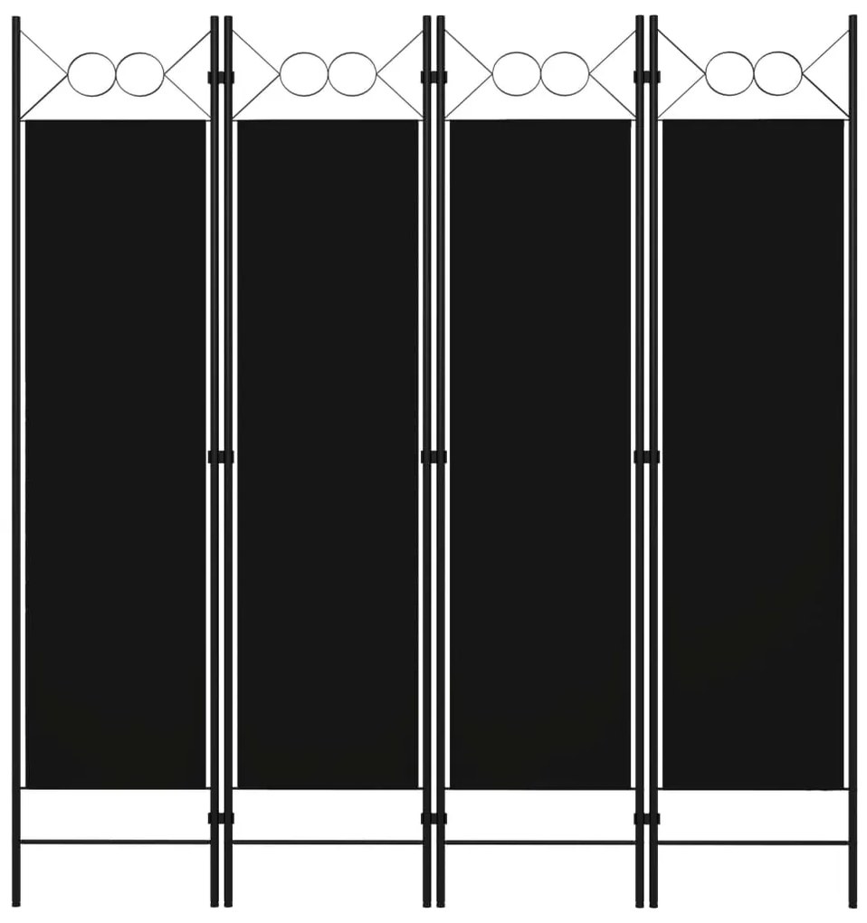Divisória de quarto com 4 painéis 160x180 cm preto