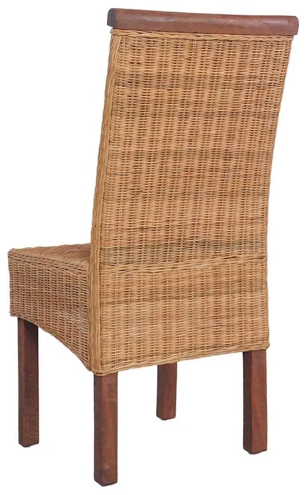 Cadeiras de jantar 2 pcs vime genuíno castanho