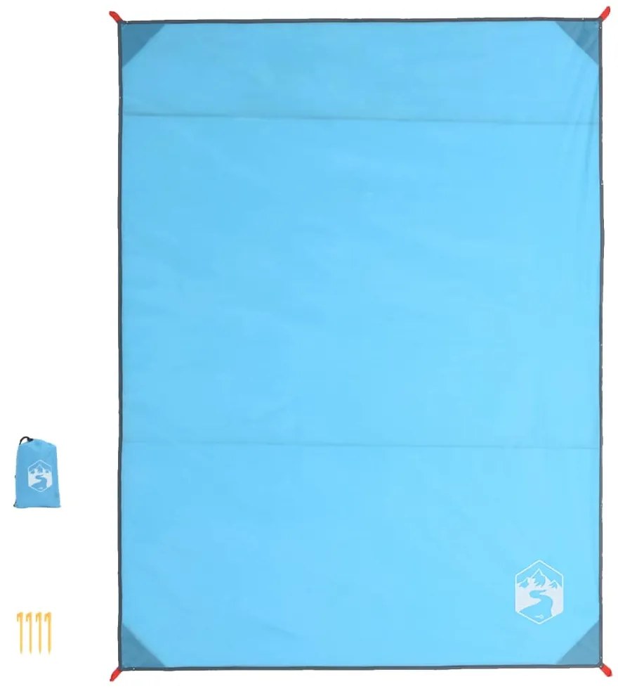 Toalha de piquenique com estacas 205x155 cm azul