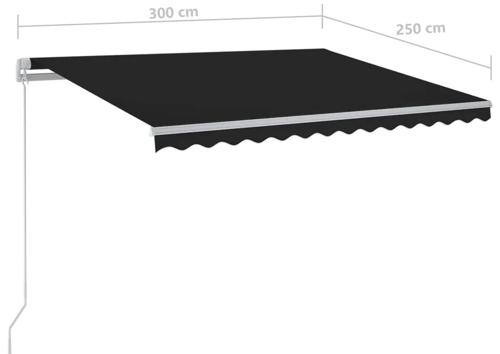 Toldo retrátil manual com LED 300x250 cm antracite
