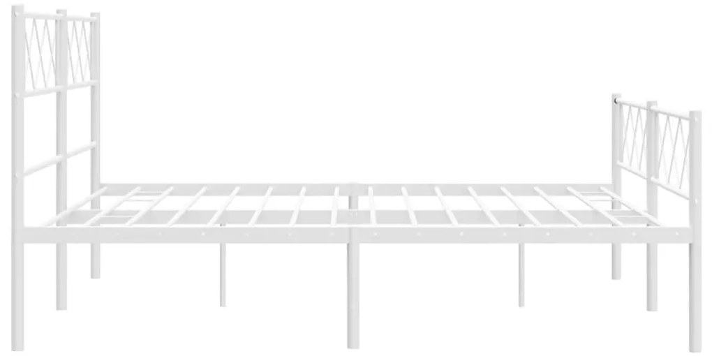 Estrutura de cama com cabeceira e pés 140x190 cm metal branco