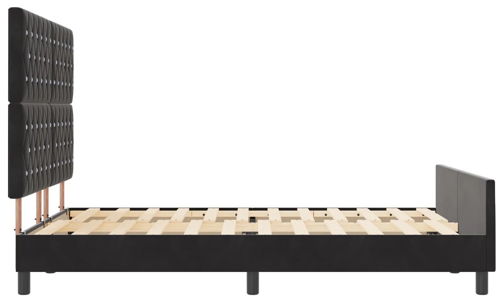 Estrutura de Cama de Veludo Preto vidaXL 140x200 cm