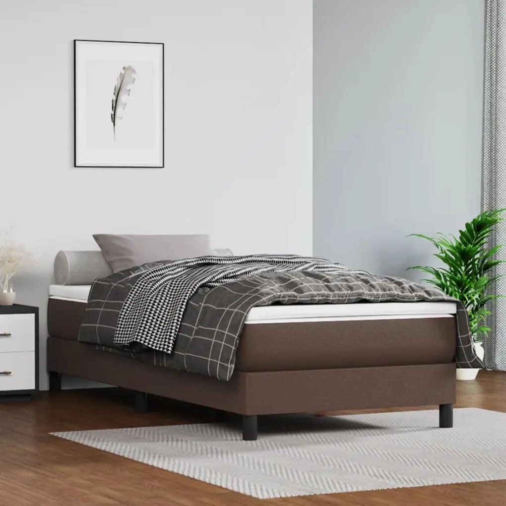 vidaXL Estrutura de cama com molas 80x200 cm couro artificial castanho
