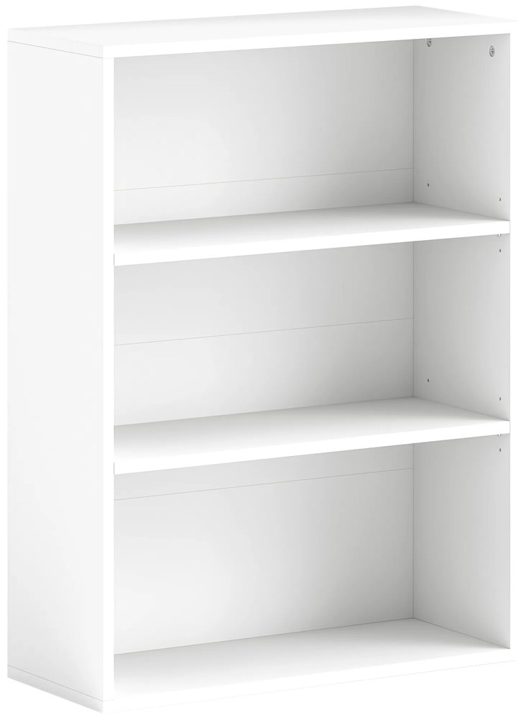 HOMCOM Estante de 3 Níveis Estante para Livros com 2 Prateleiras Ajustáveis para Sala de Estar Escritório Quarto 60x24x80 cm Branco | Aosom Portugal