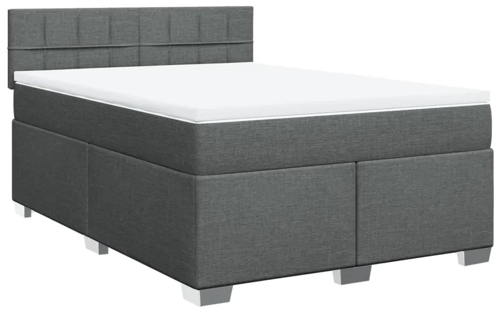 Cama com molas/colchão 160x200 cm tecido cinzento-escuro
