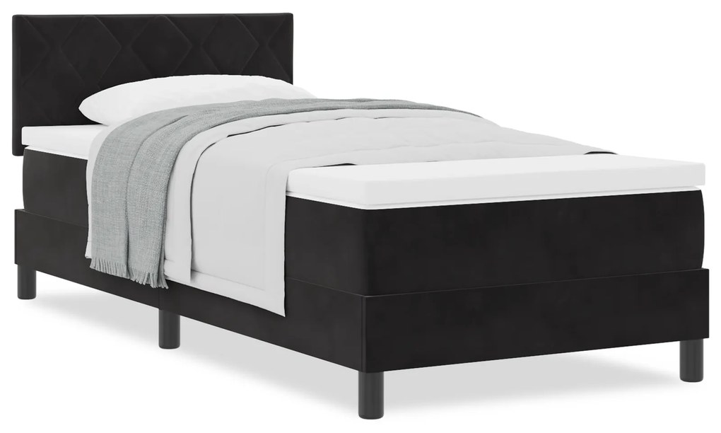 Cama Box com Colchão vidaXL Preto 100x200 cm Veludo