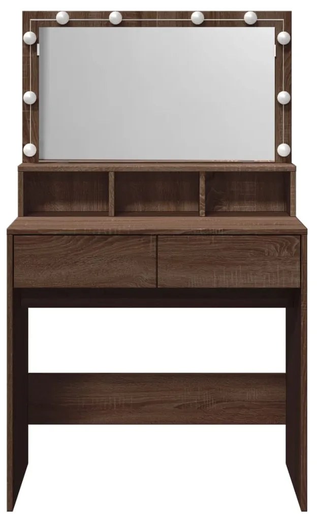 Toucador com LED 80x41x134,5 cm carvalho castanho