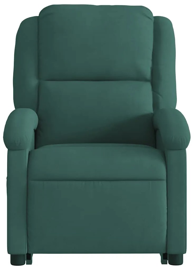 Poltrona massagens elevatória elétrica veludo verde-escuro