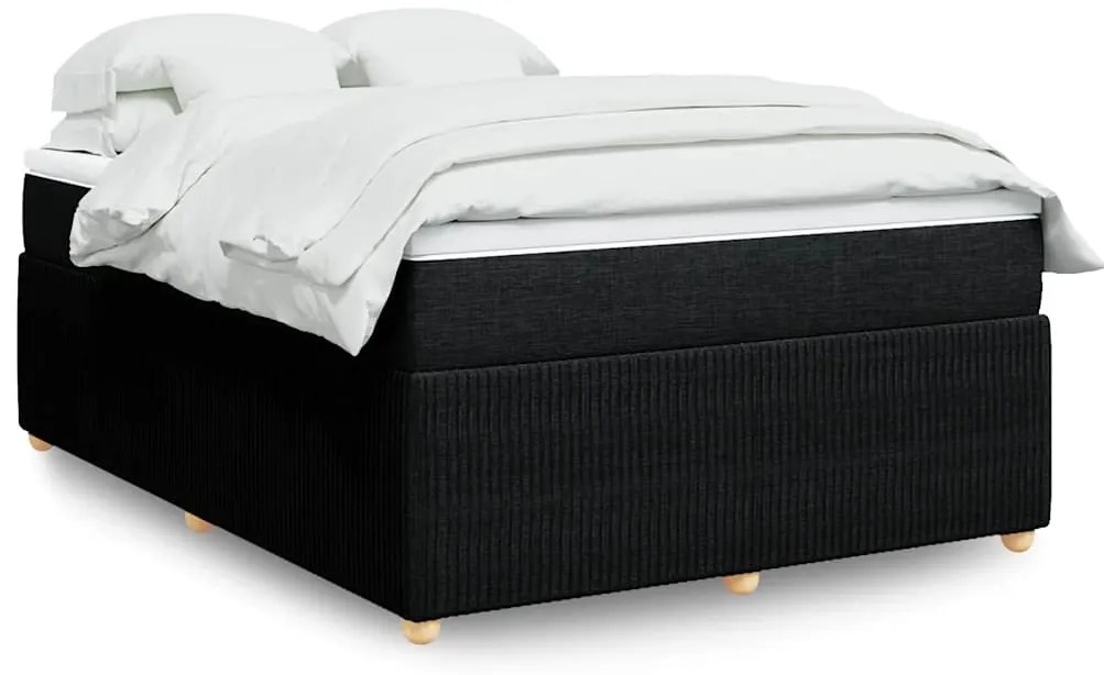 Cama com molas/colchão 160x200 cm tecido preto