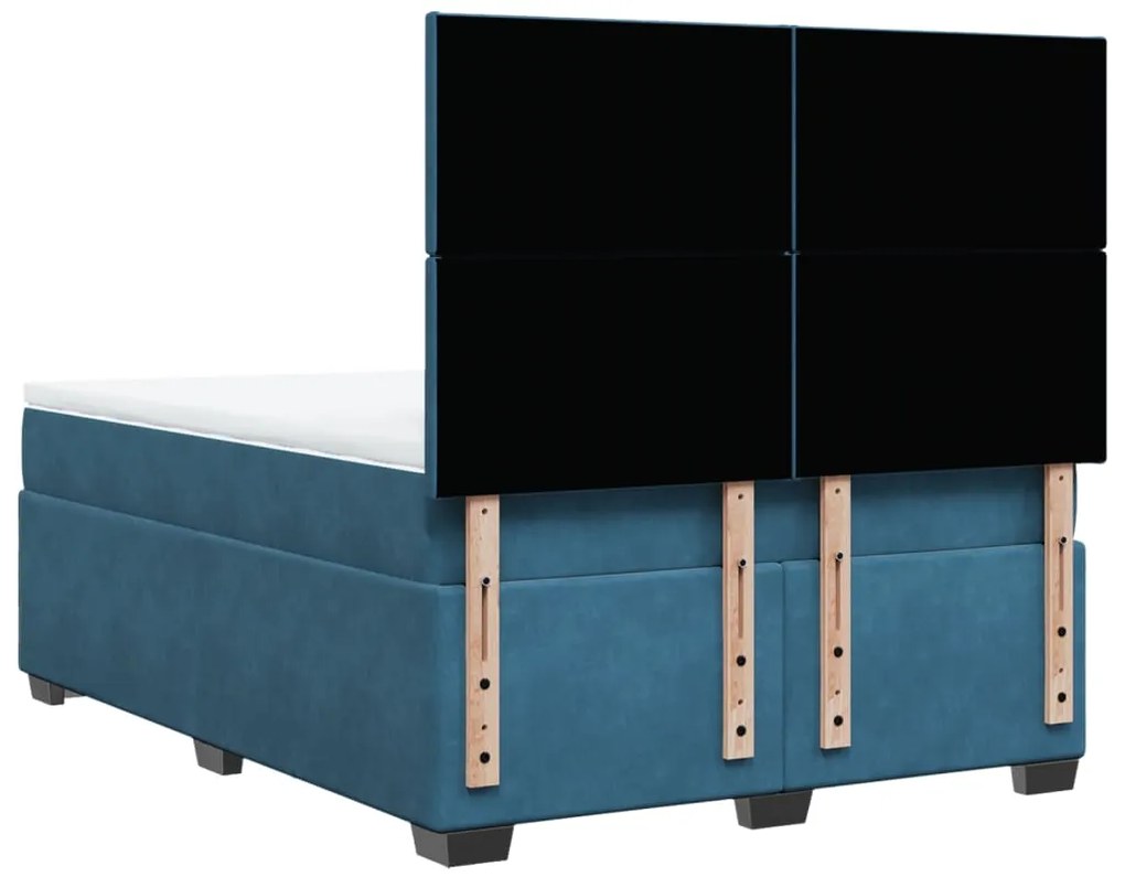 Cama com molas/colchão 160x200 cm veludo azul