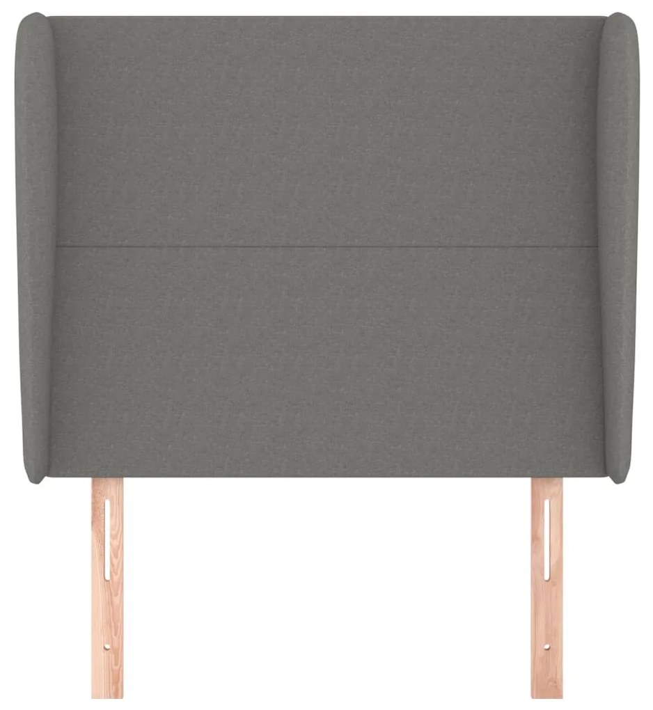 Cabeceira cama c/ abas tecido 83x23x118/128 cm cinzento-escuro